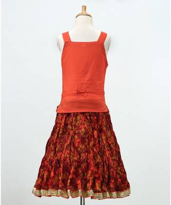 Printed Mahroon Lehenga With Rust Choli 2