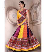 Multicolor Kutch Embroidery and Mirror Cotton Navratri Wear Lehenga