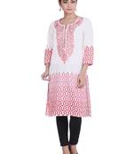 Geroo Jaipur White embroidered cotton kurtas-and-kurtis