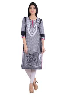 Geroo Jaipur Black embroidered cotton kurtas-and-kurtis