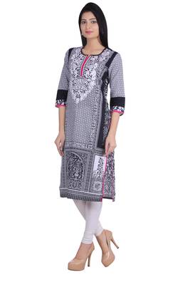   Black embroidered cotton kurtas and kurtis 2