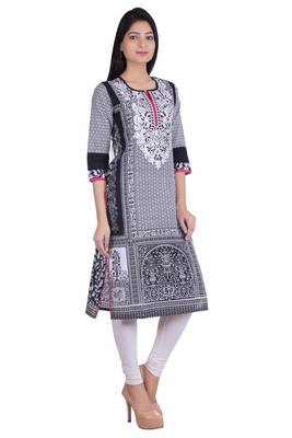   Black embroidered cotton kurtas and kurtis 3