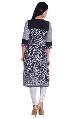   Black embroidered cotton kurtas and kurtis 4
