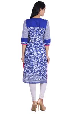   Blue embroidered cotton kurtas and kurtis 4