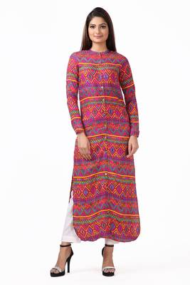 Red printed rayon kurtas-and-kurtis 1