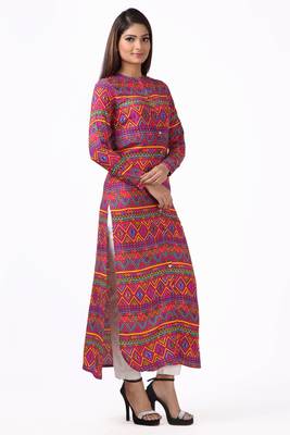 Red printed rayon kurtas-and-kurtis 3