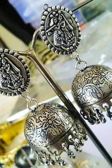 Tribal german silver jhumka earring