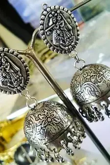 Tribal german silver jhumka earring