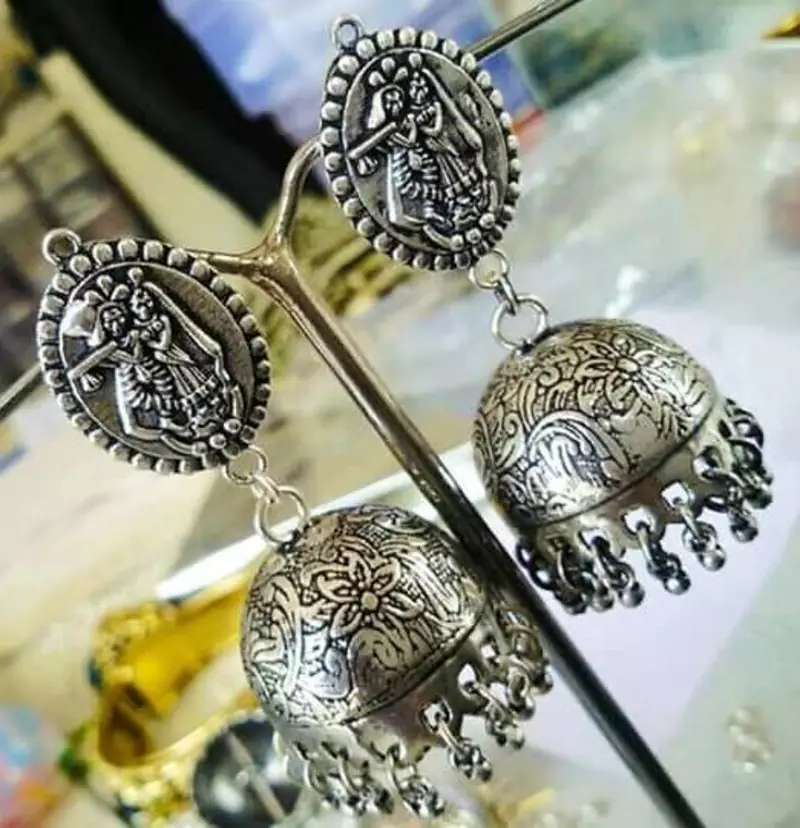 Tribal german silver jhumka earring