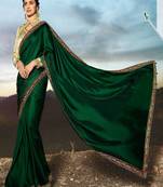 Green embroidered art silk saree with blouse