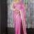 Aorora Pink Blended Cotton Saree With Geometric Pallu