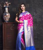Pink And Royal Blue Banarasi With Minakari Work