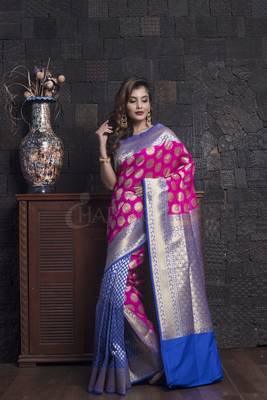 Pink And Royal Blue Banarasi With Minakari Work 2