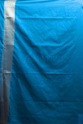 Sky Blue And Red Blended Benarasi With Zari Border 3