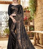 Black plain silk saree with blouse