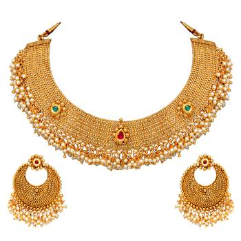 Gold crystal necklace-sets 1
