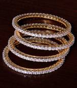 White Gold Plated AAA CZ Embellished 2 Pairs of American Diamond Bangles BD377