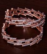 Rose Gold Plated AAA CZ Embellished American Diamond Bangles BD378