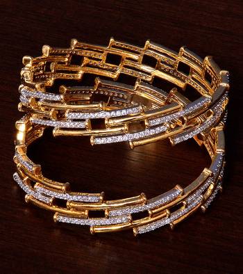 White Gold Plated AAA CZ Embellished American Diamond Bangles BD379 1