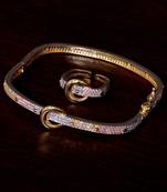 Rose Gold, White Gold and Rhodium Plated AAA CZ Embellished 3 Tone Bracelet cum Ring BD380