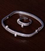 Rhodium Plated AAA CZ Embellished American Diamond Bracelet cum Ring BD381