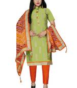 Light-Green Embroidered Cotton Salwar