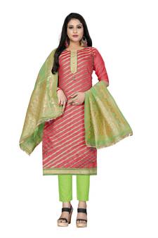 Pink Woven Jacquard Salwar