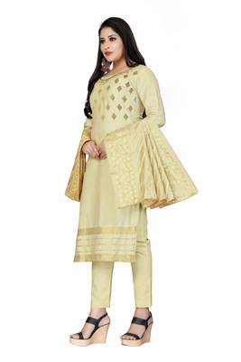 Beige Embroidered Cotton Salwar 2