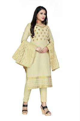 Beige Embroidered Cotton Salwar 4