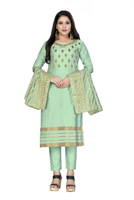 Light-Green Embroidered Cotton Salwar 1