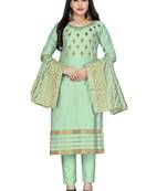 Light-Green Embroidered Cotton Salwar