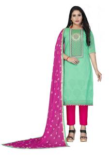 Light-Green Embroidered Cotton Salwar