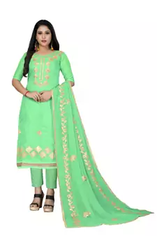 Light-Green Embroidered Cotton Salwar