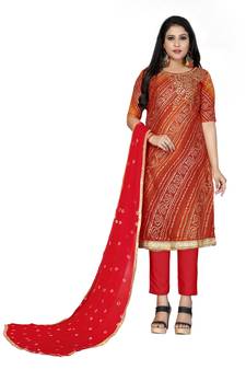 Red Embroidered Cotton Salwar