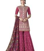 Magenta embroidered chanderi silk salwar