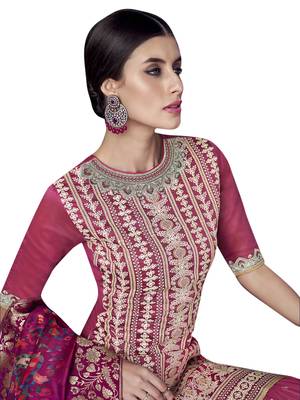 Magenta embroidered chanderi silk salwar 3