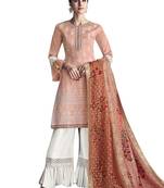 Peach embroidered chanderi silk salwar