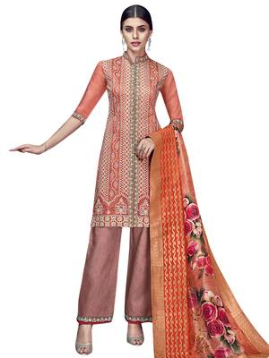 Orange embroidered chanderi silk salwar 1