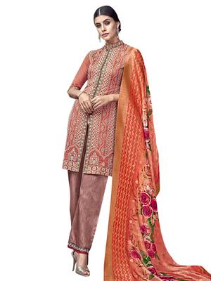 Orange embroidered chanderi silk salwar 2