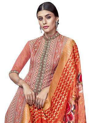 Orange embroidered chanderi silk salwar 3