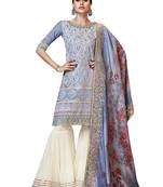 Sky-blue embroidered chanderi silk salwar