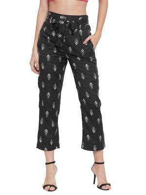 Black plain Rayon trousers 1