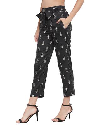 Black plain Rayon trousers 2