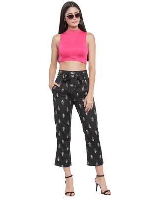 Black plain Rayon trousers 3