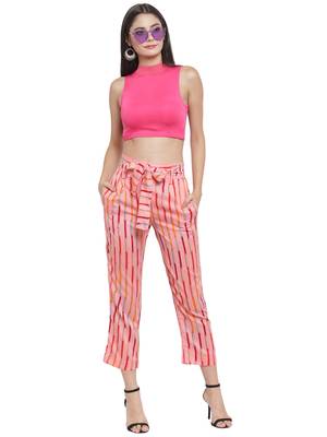 Pink plain Rayon trousers 3