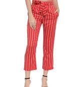 Red plain Rayon trousers