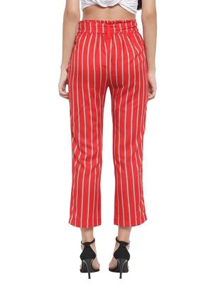 Red plain Rayon trousers 4