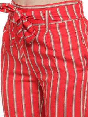Red plain Rayon trousers 5