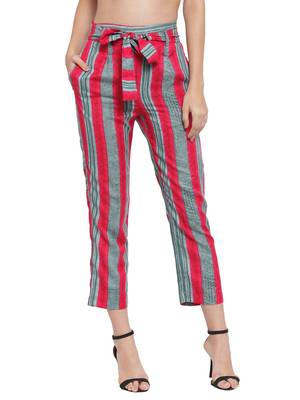 Magenta plain Rayon trousers 1