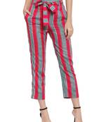 Magenta plain Rayon trousers